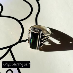 Onyx and Sterling Ring sz 7